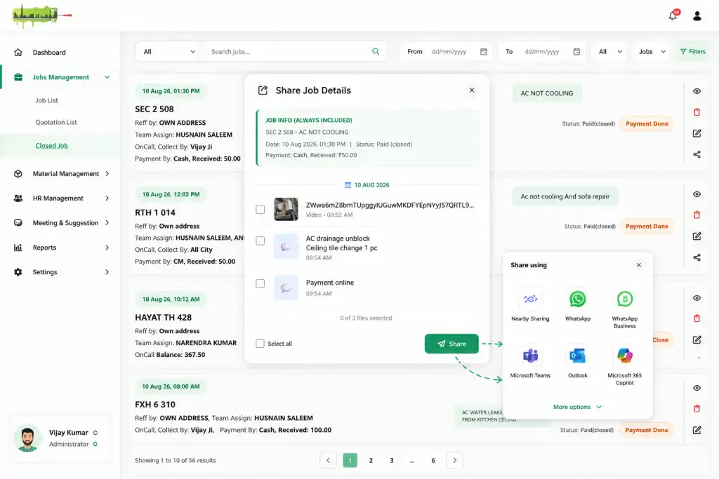 Share job details on WhatsApp